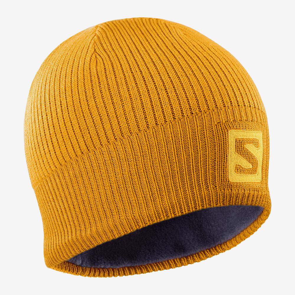 Salomon LOGO Gorros Hombre - Amarillo - Colombia (75639-KMBW)